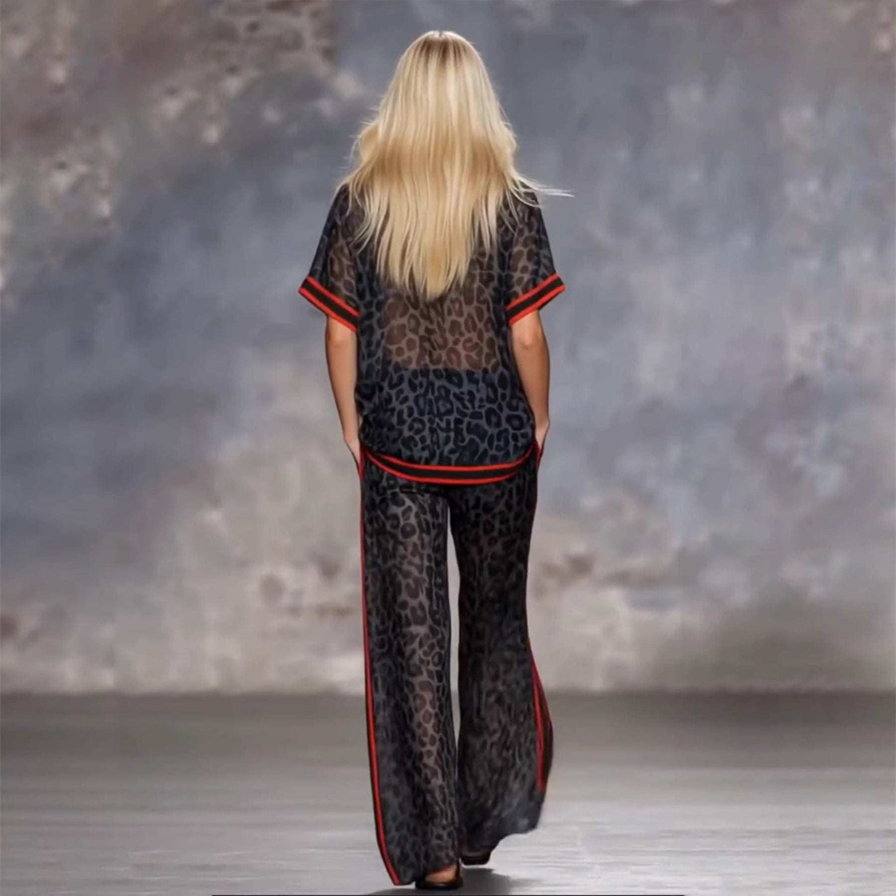 The Elara Leopard Sheer Palazzo Suit