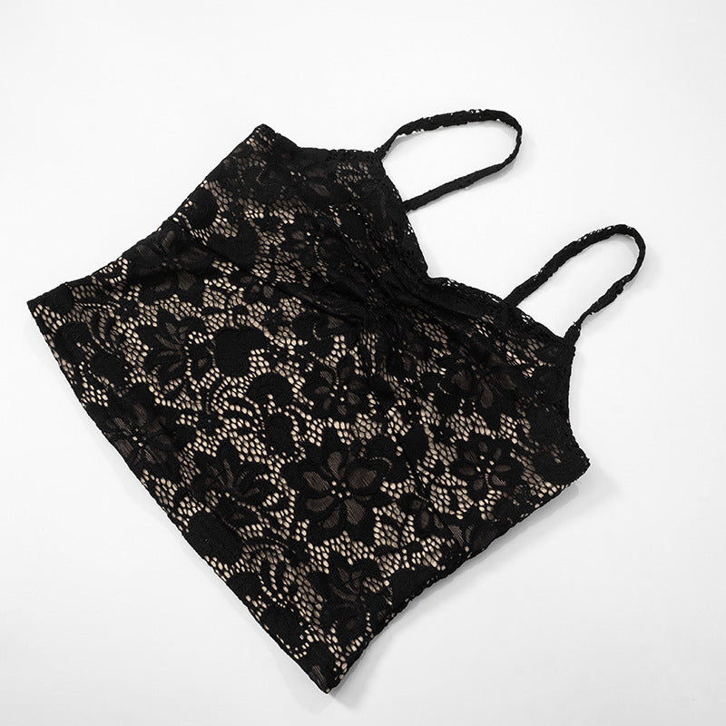 The Elara Noir Floral Lace Two Piece Set