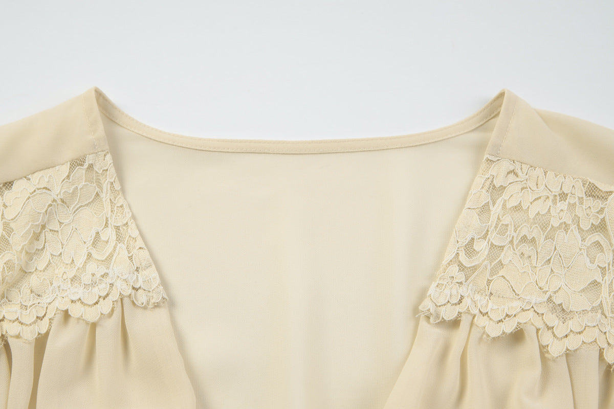 The Elara Lace Ruffle Chiffon Maxi Set