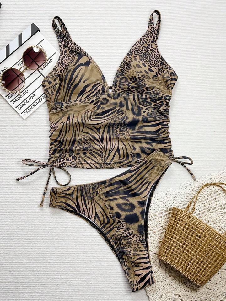 The Elara Deep V Leopard Swim Set