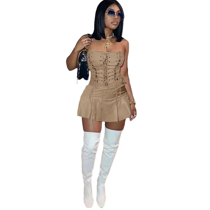 The Elara Cutout Lace-Up Corset Romper