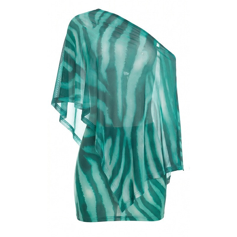 The Elara Animal Print Draped Cape Mini Set