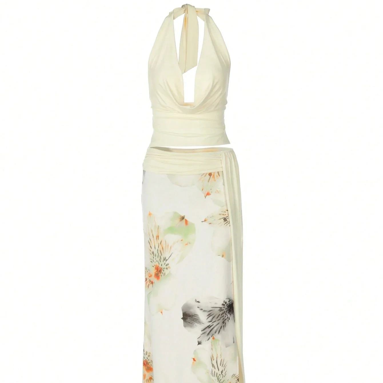 The Elara Floral Halter Set