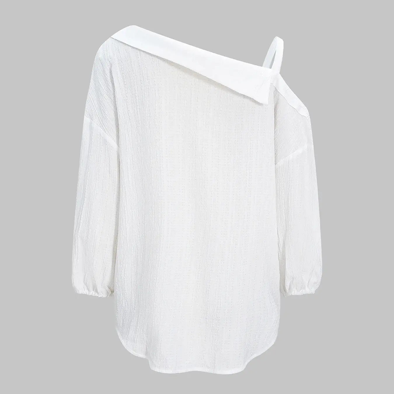 The Elara Asymmetric Cold Shoulder Textured Blouse