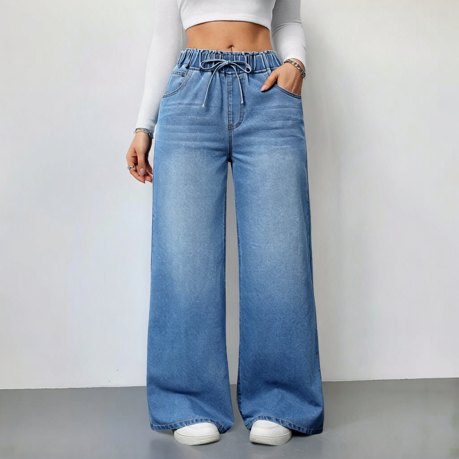 The Maison Drawstring Wide-Leg Denim