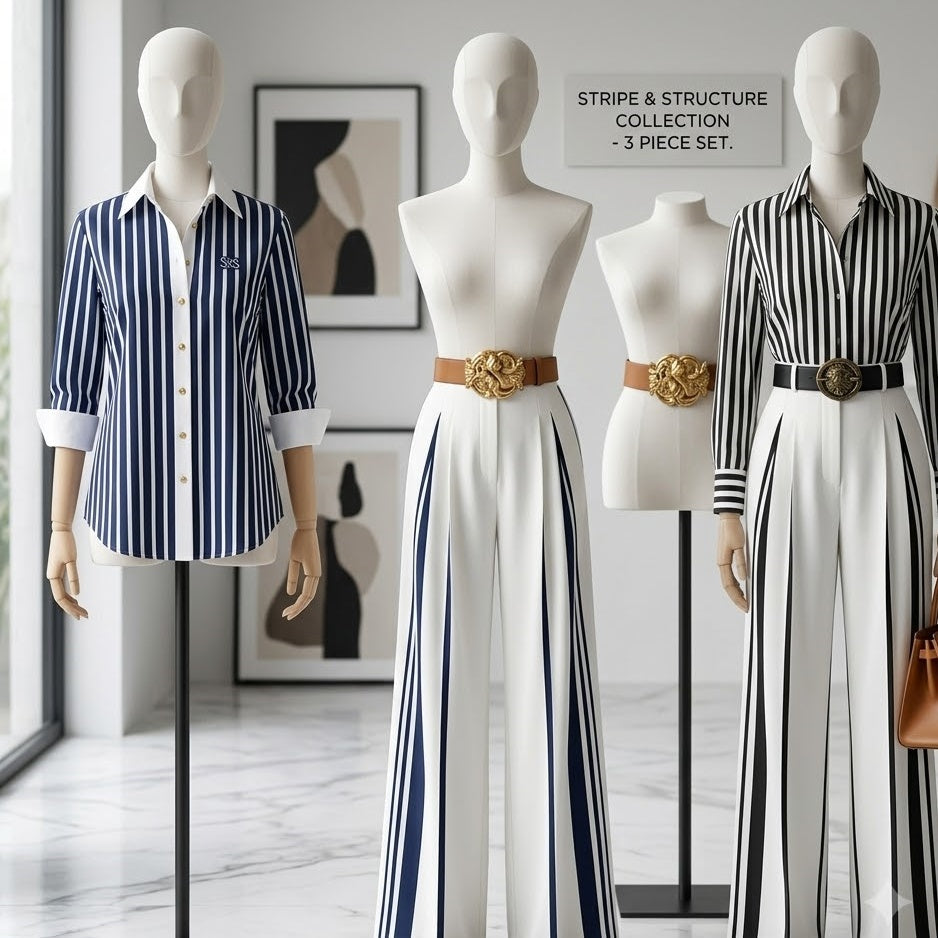 The Elara Old Money Striped Blouse & Palazzo Set