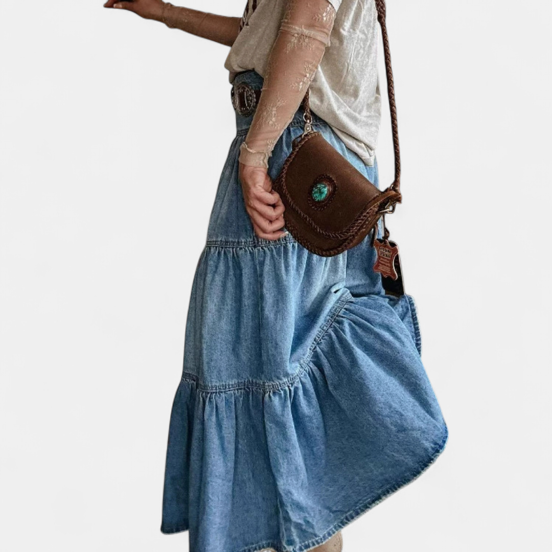 CALLA™ – Boho Tiered Denim Mini Skirt