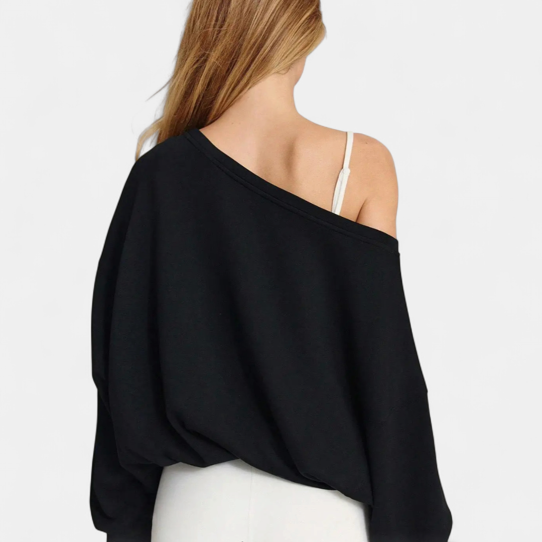 HARLOW™ – Relaxed Drawstring One-Shoulder Sweatshirt