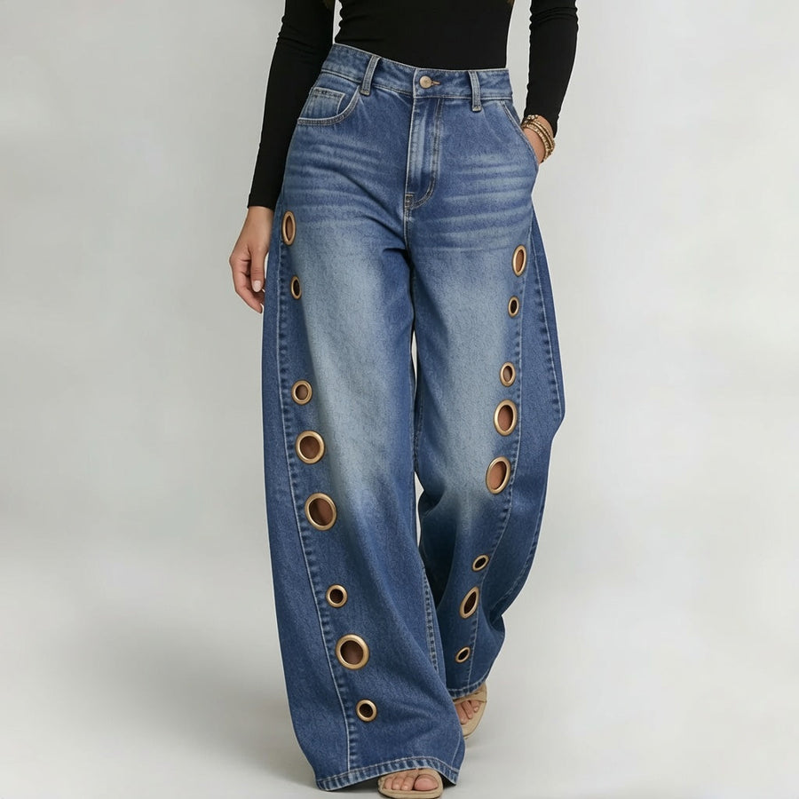 The Maison Metal Eyelet Wide-Leg Jeans