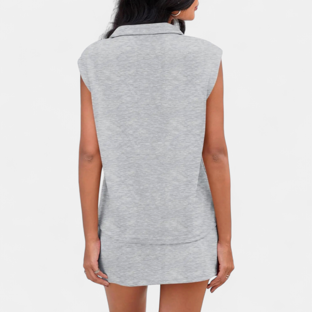 ZELDA™ – Zippered Sleeveless Skort Two-Piece Set
