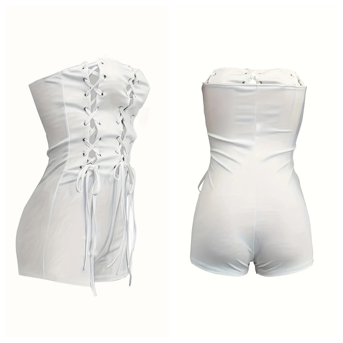 The Elara Cutout Lace-Up Corset Romper