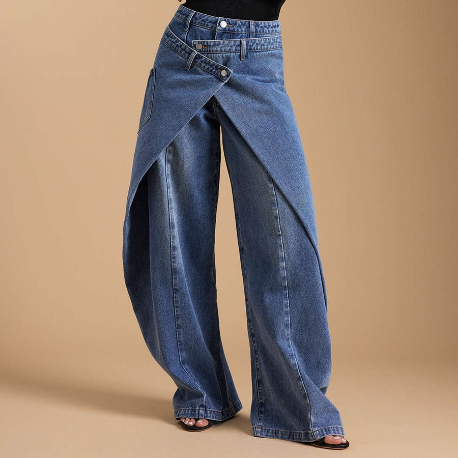 The Maison Asymmetrical Wrap Wide-Leg Trouser