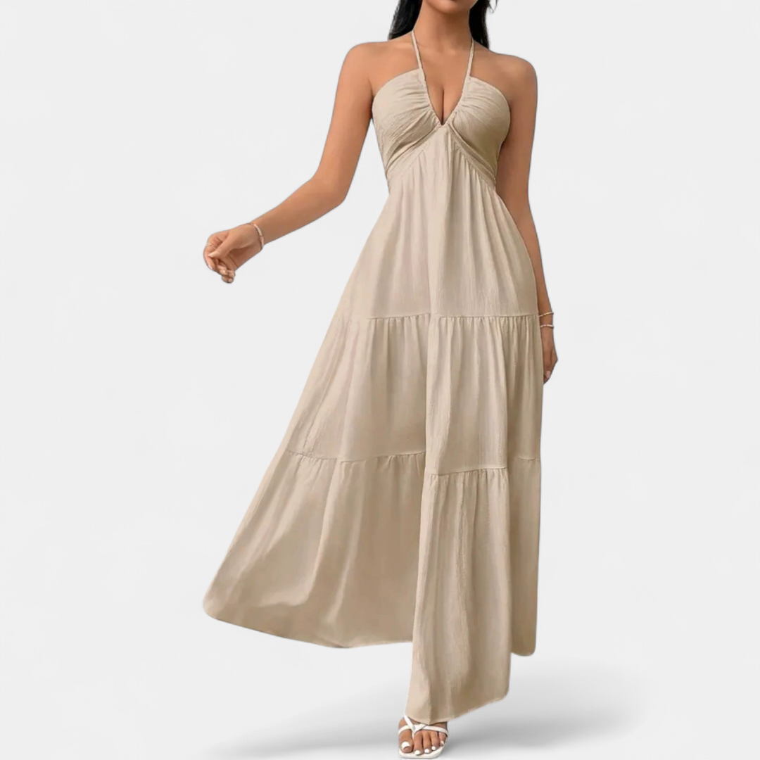 ZEPHYRA™ – Deep V Belted Boho Maxi Dress