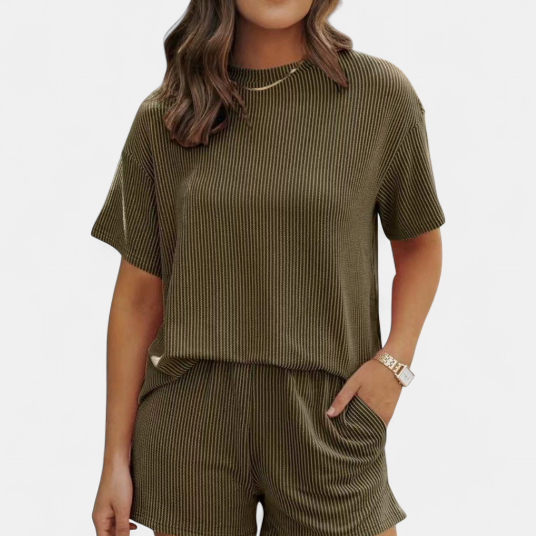 SONNIE™ – Striped Round Neck Lounge Set