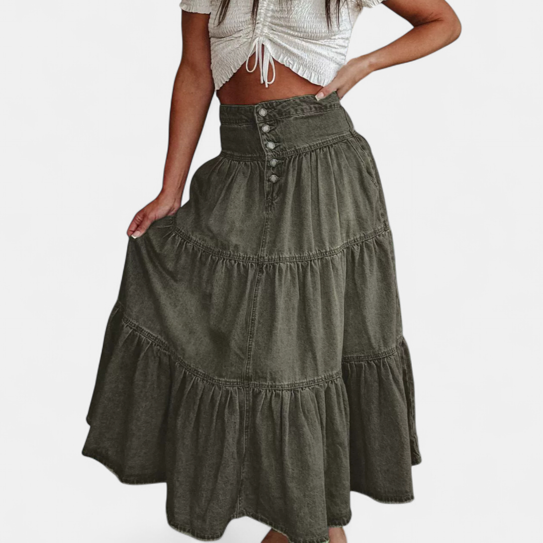 CALLA™ – Boho Tiered Denim Mini Skirt