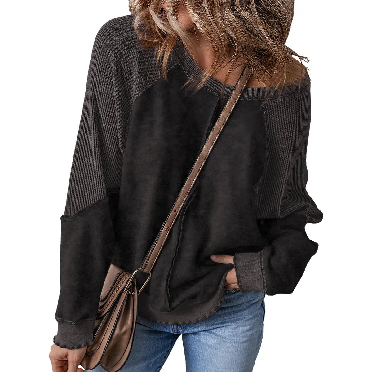 The Elara Waffle Knit Oversized Sweatshirt