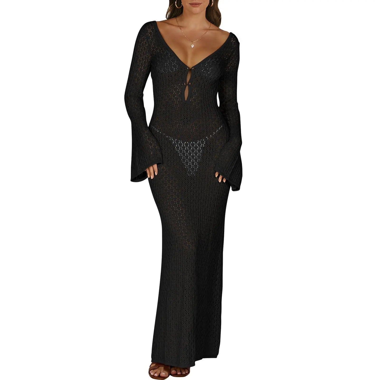 The Elara Crochet Hollow-Out Maxi Cover Up