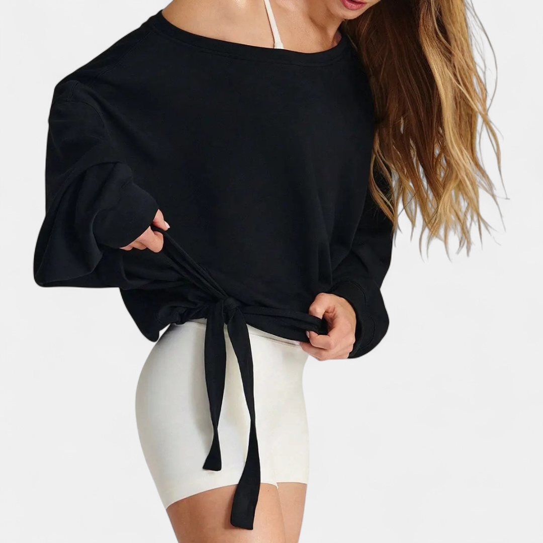 HARLOW™ – Relaxed Drawstring One-Shoulder Sweatshirt