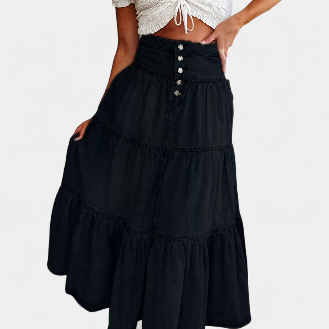 CALLA™ – Boho Tiered Denim Mini Skirt