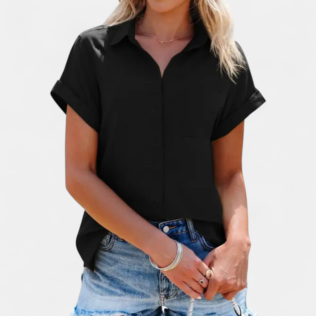 BRITTA™ – Printed Stripe Button-Front Shirt