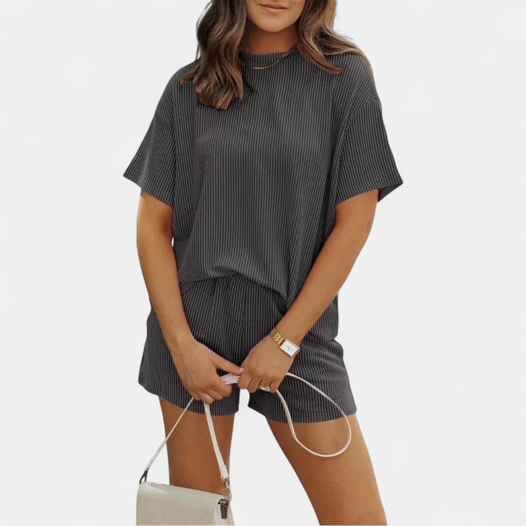 SONNIE™ – Striped Round Neck Lounge Set