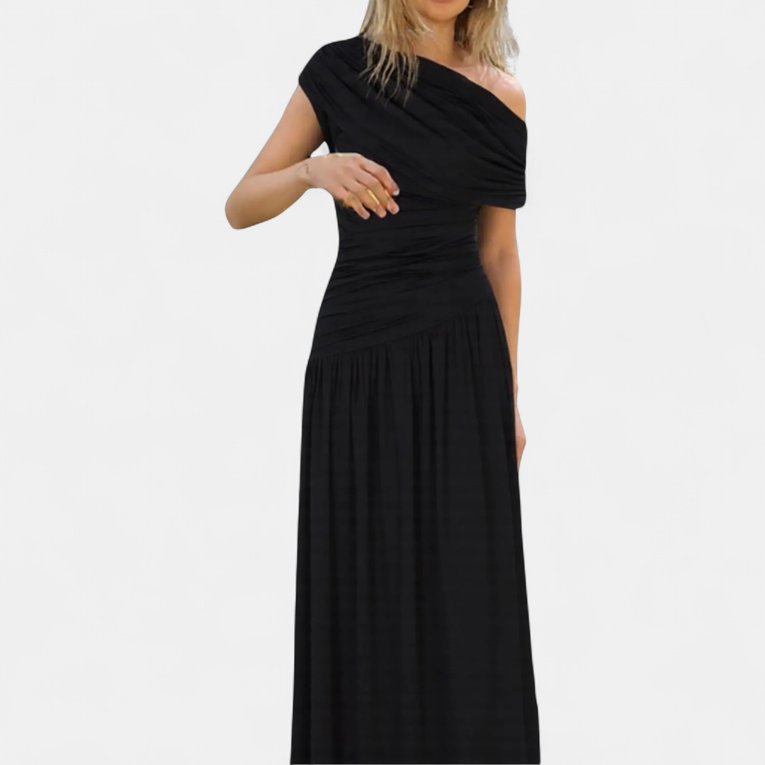 VALENTINA™ – Sexy Asymmetric Pleated Midi Dress
