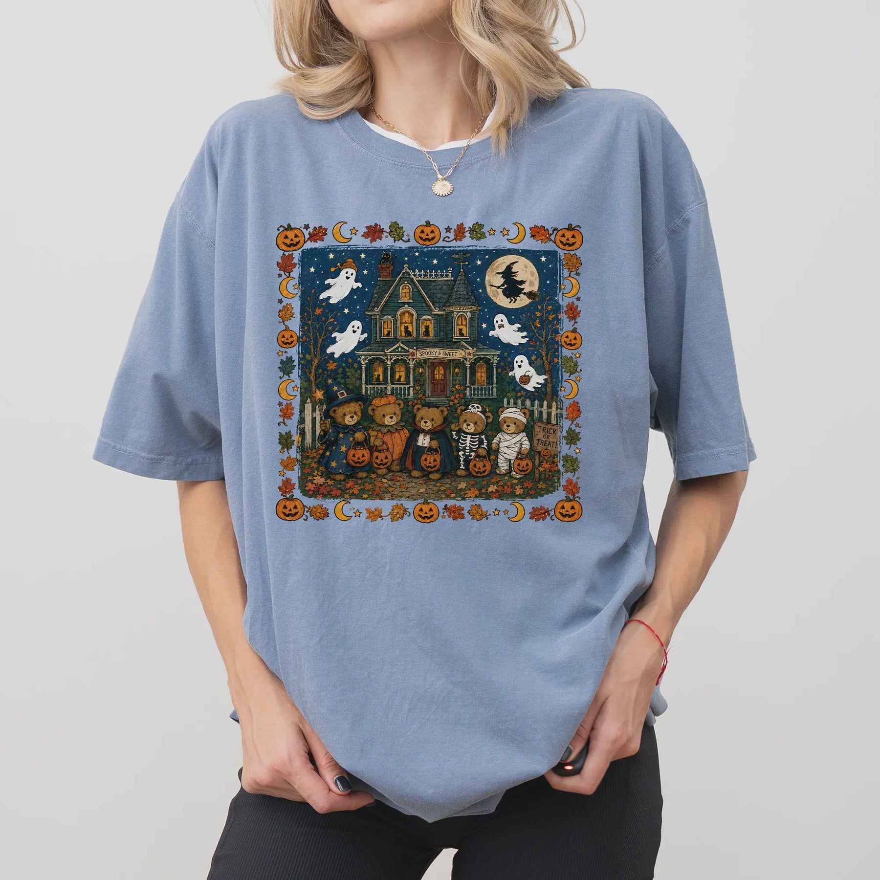 Retro Trick or Treat Bear Halloween T-shirt