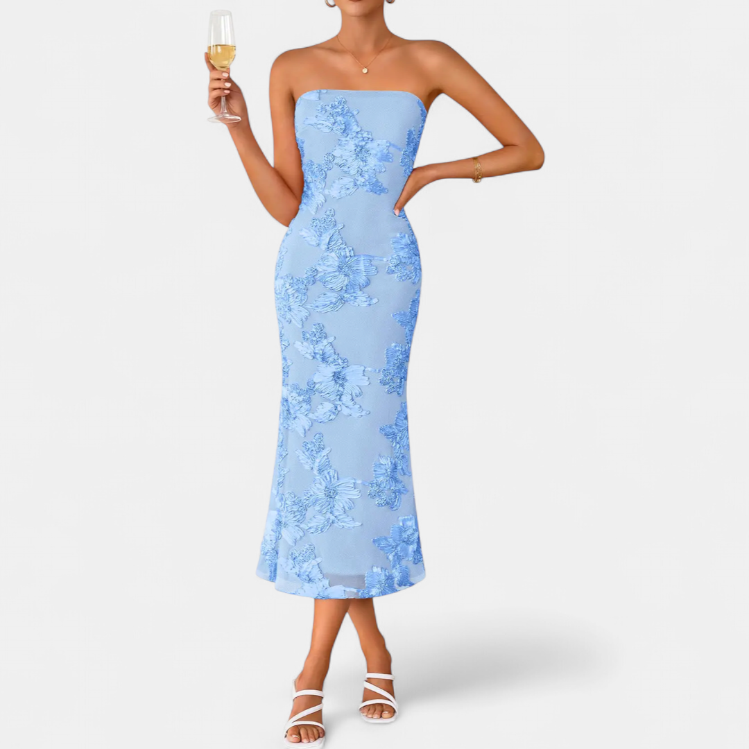 ELEANOR™ – 3D Floral Off-Shoulder Bandeau Dress