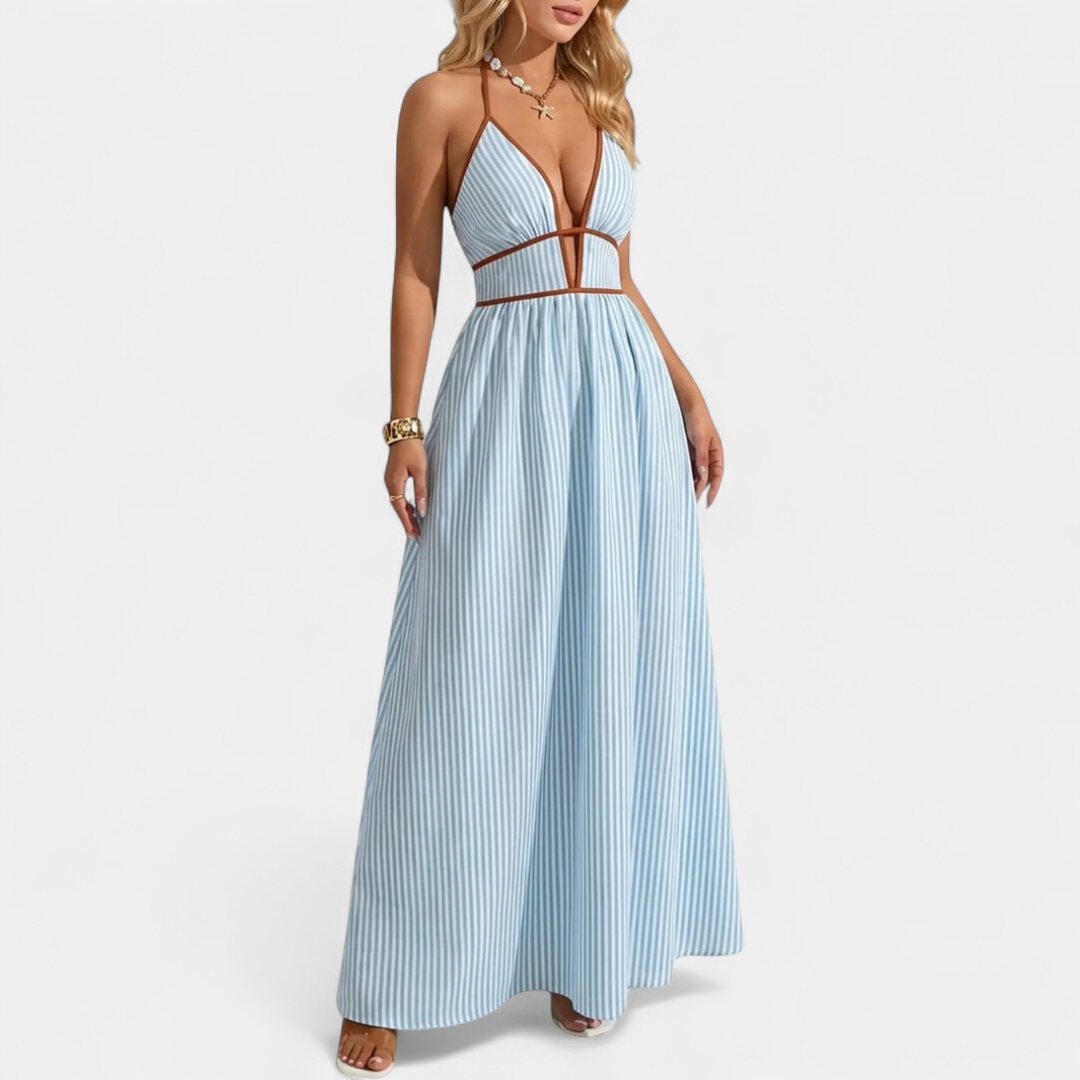 MARINA™ – Deep V Striped Vacation Maxi
