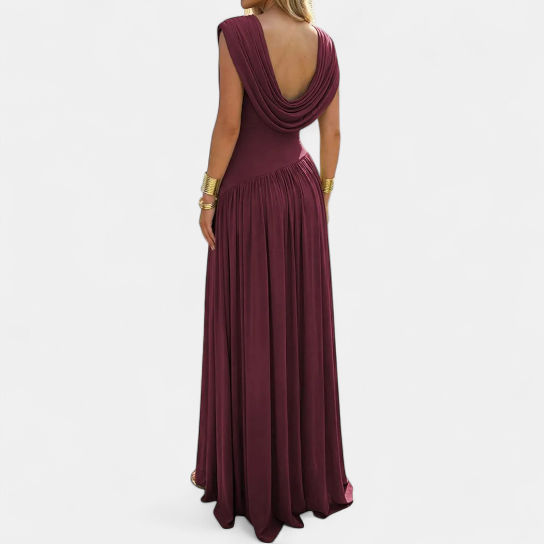 GENEVIÈVE™ – French Ruched Slit Evening Gown