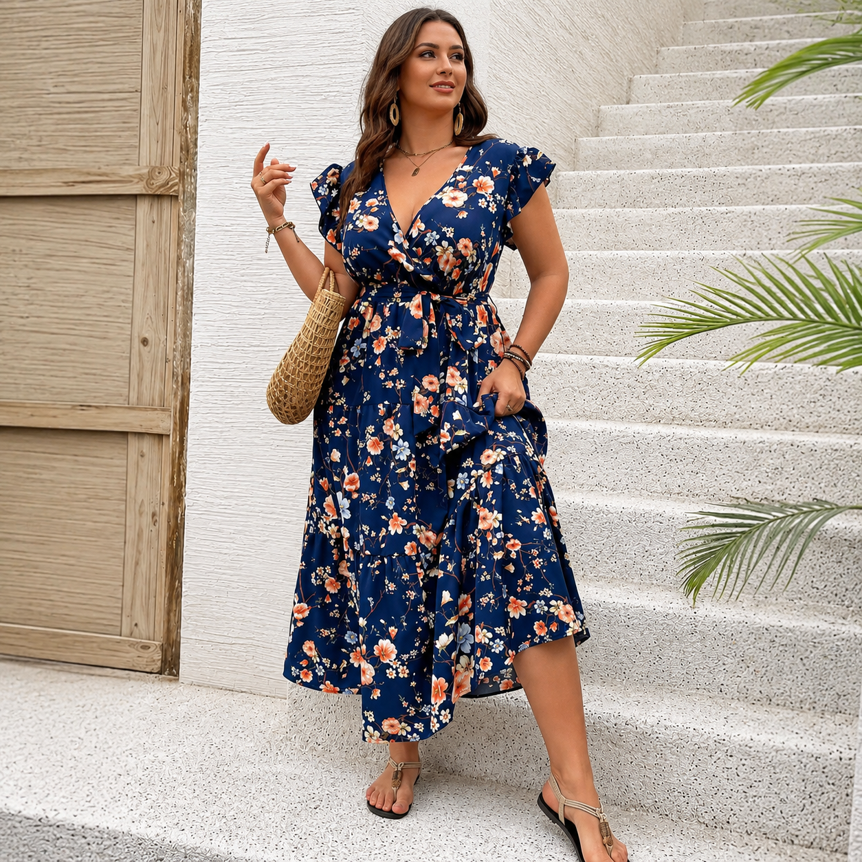 The Maison Floral Plus Size Maxi Dress