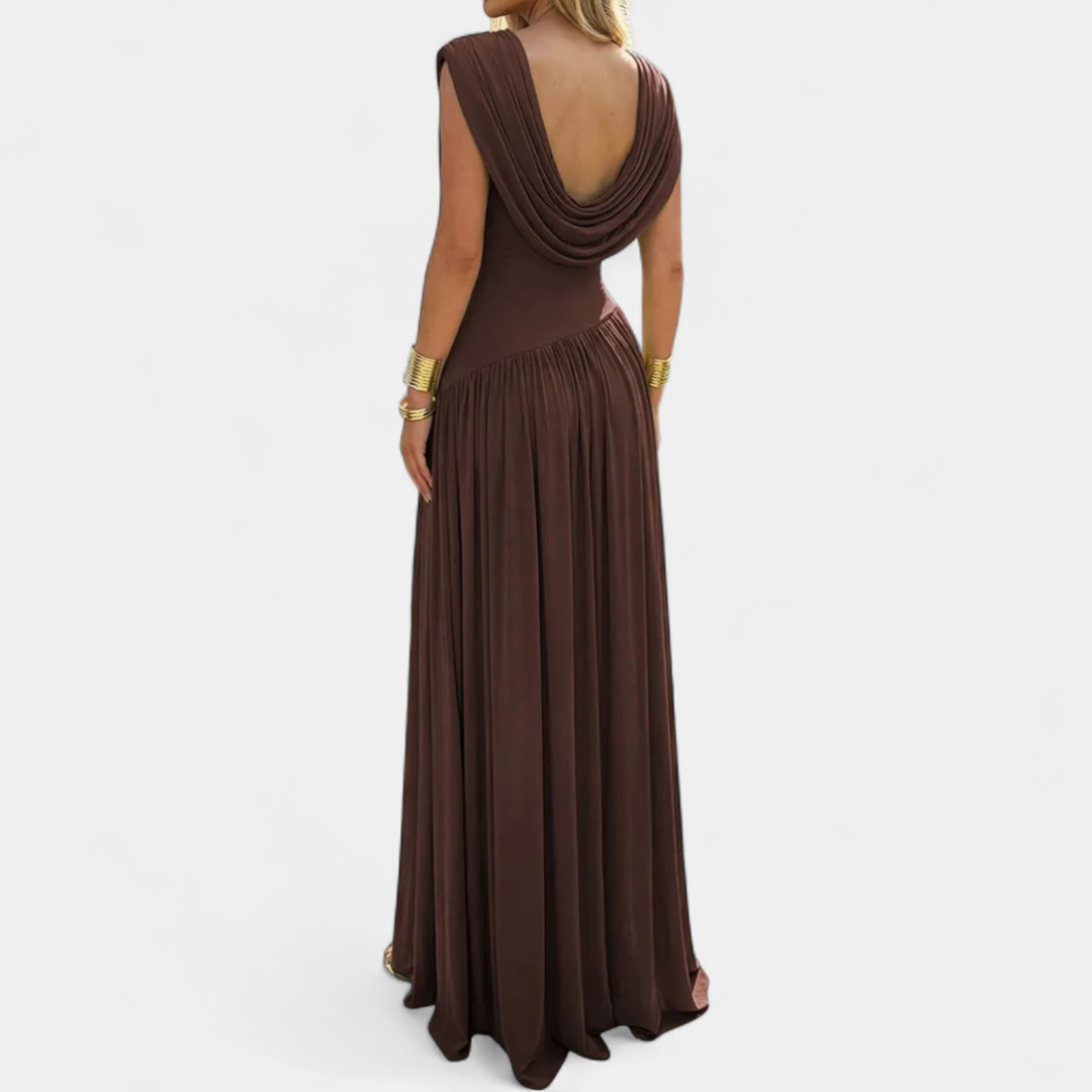 GENEVIÈVE™ – French Ruched Slit Evening Gown