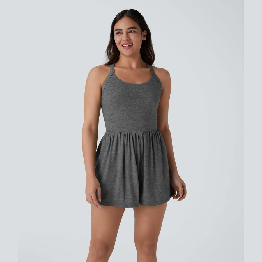 The Elara Backless Twisted Pocket 2-in-1 Romper