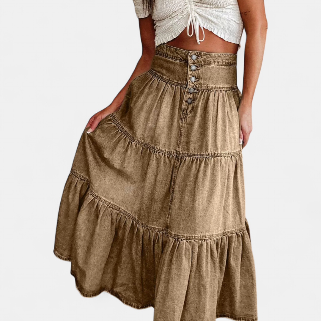 CALLA™ – Boho Tiered Denim Mini Skirt