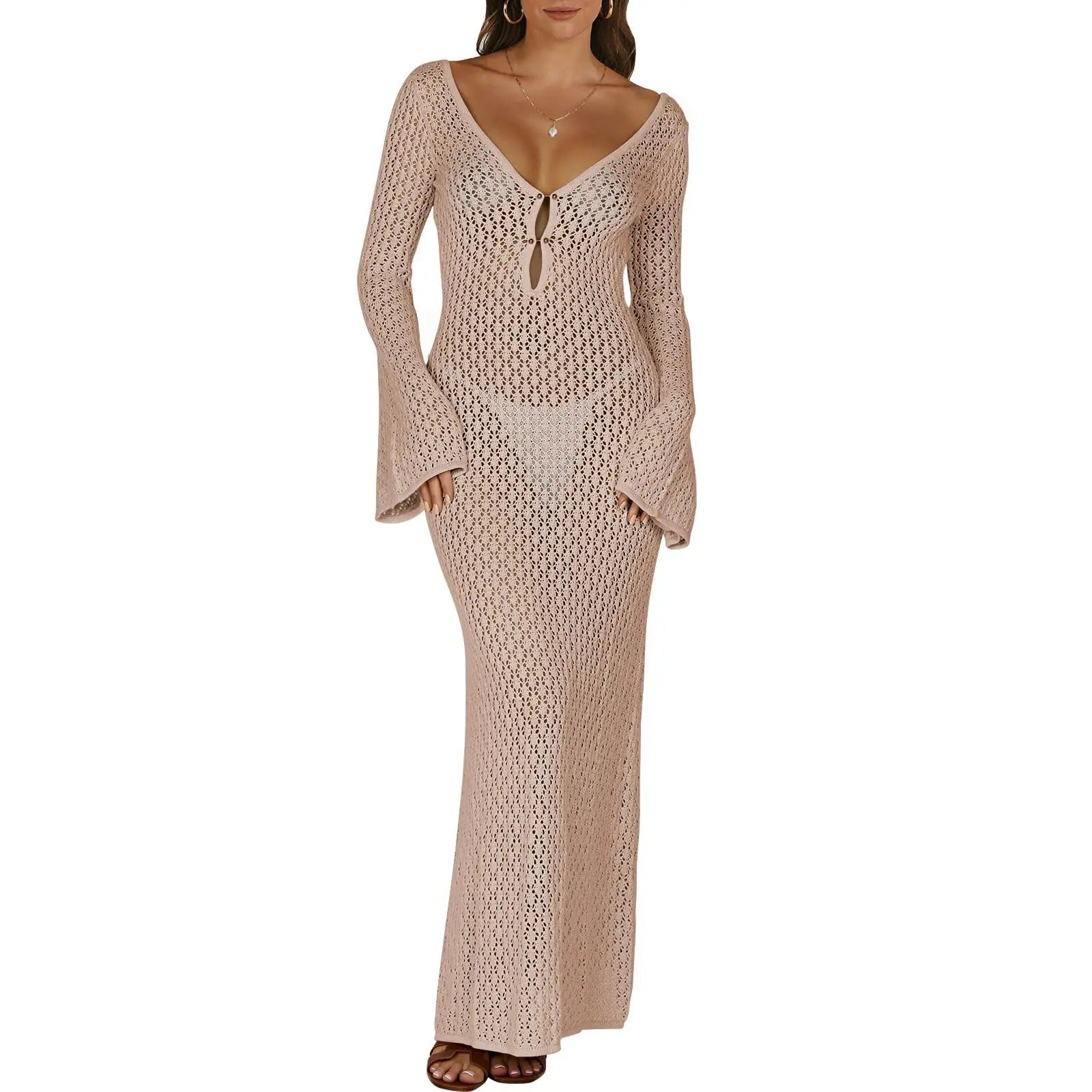 The Elara Crochet Hollow-Out Maxi Cover Up