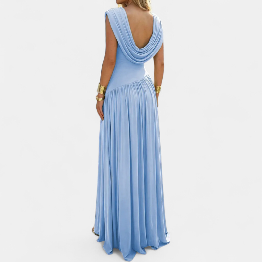 GENEVIÈVE™ – French Ruched Slit Evening Gown
