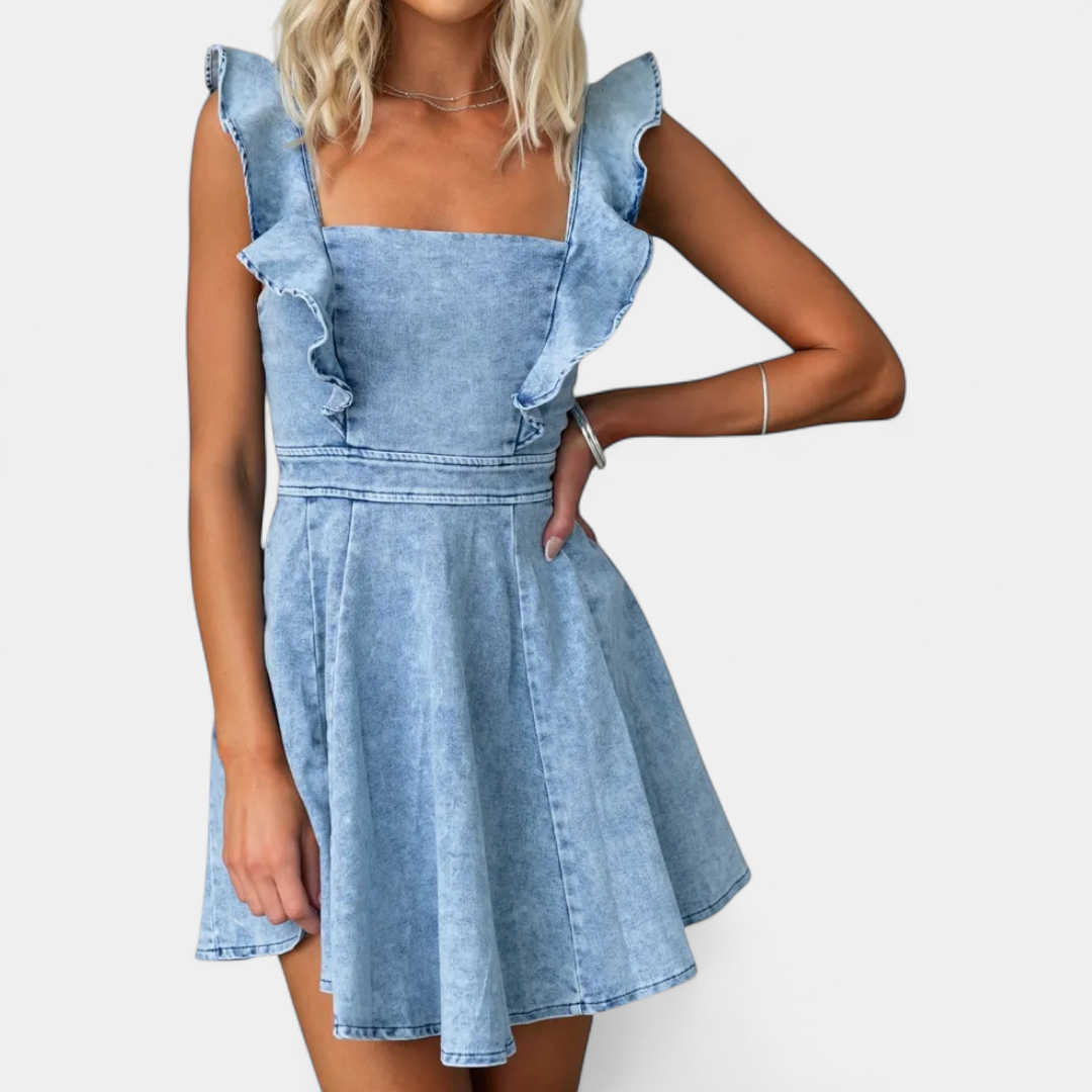 DANI™ – Breezy Backless Denim Mini Dress
