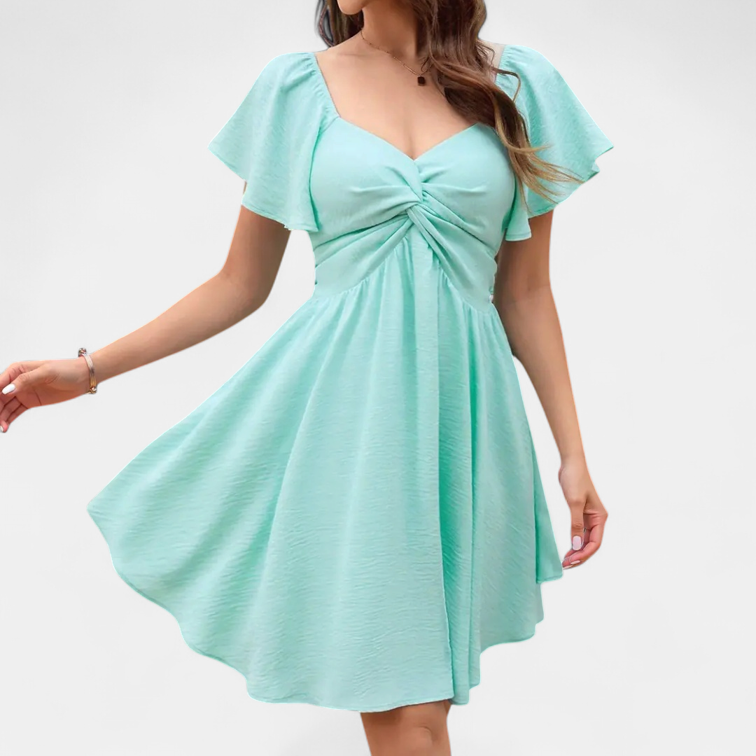 CLARISSE™ – Sweet Bow-Back Square Neck Dress