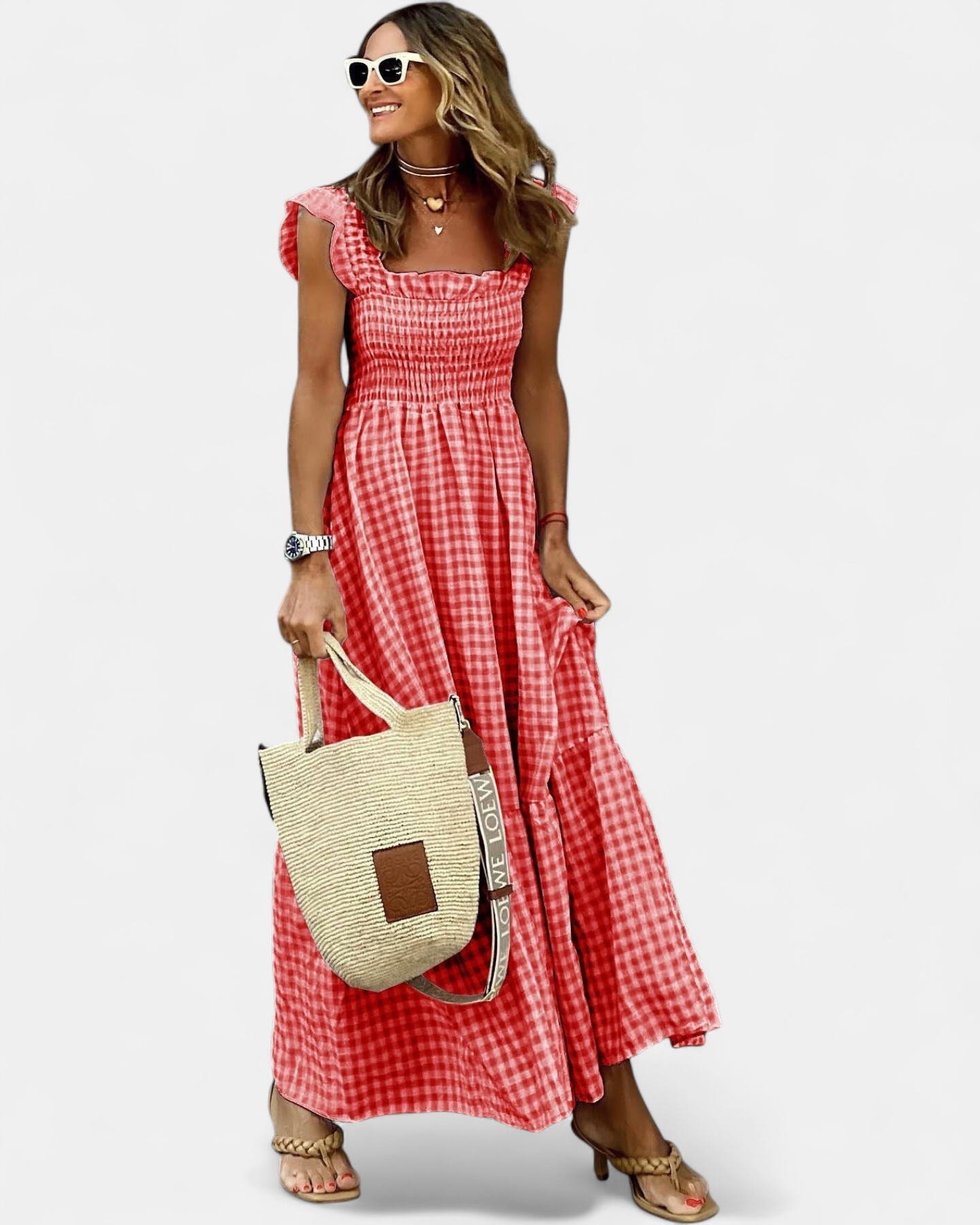 NANCY | Chic Retro Plaid Smocked Dress