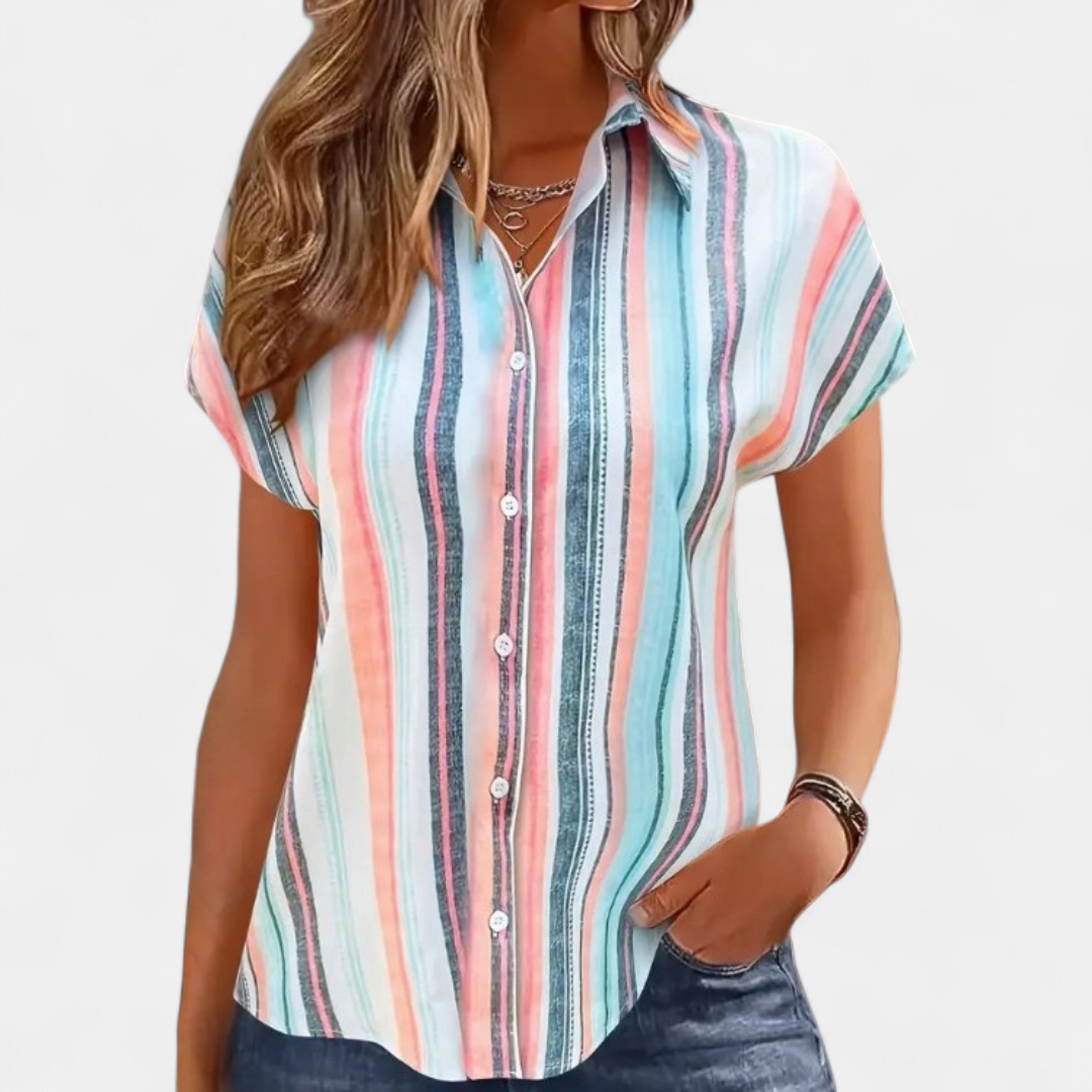 BRITTA™ – Printed Stripe Button-Front Shirt
