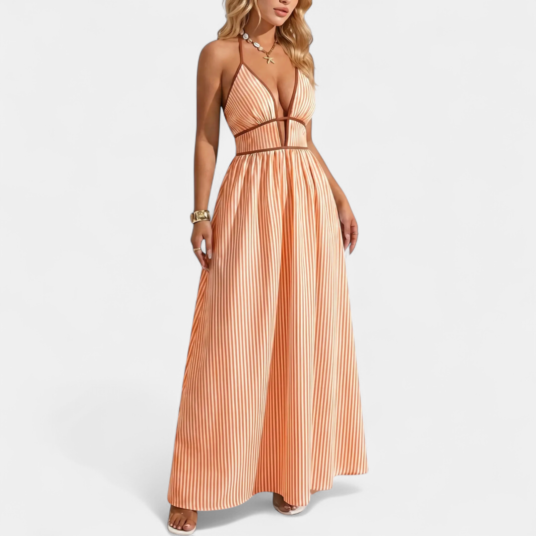 MARINA™ – Deep V Striped Vacation Maxi