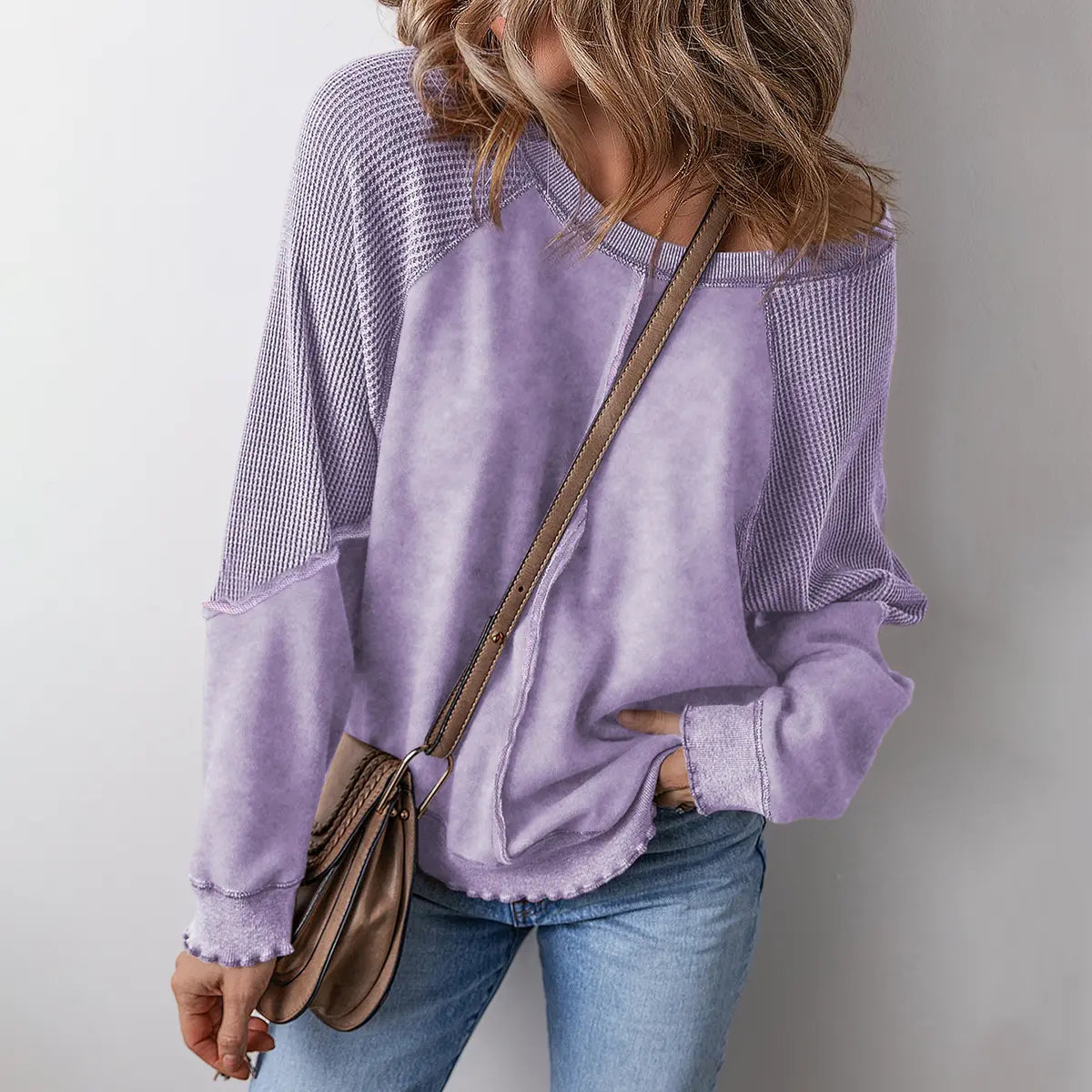 The Elara Waffle Knit Oversized Sweatshirt