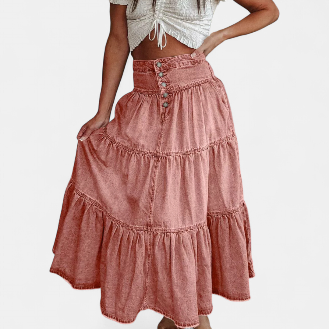 CALLA™ – Boho Tiered Denim Mini Skirt