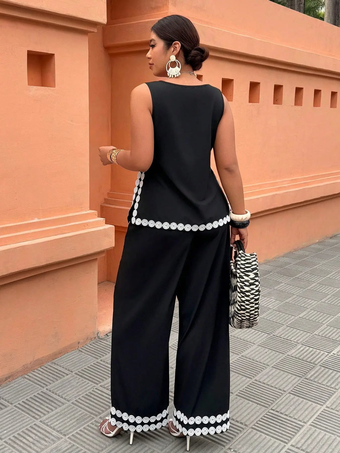 The Elara Eyelet Trim Resort Wide-Leg Set