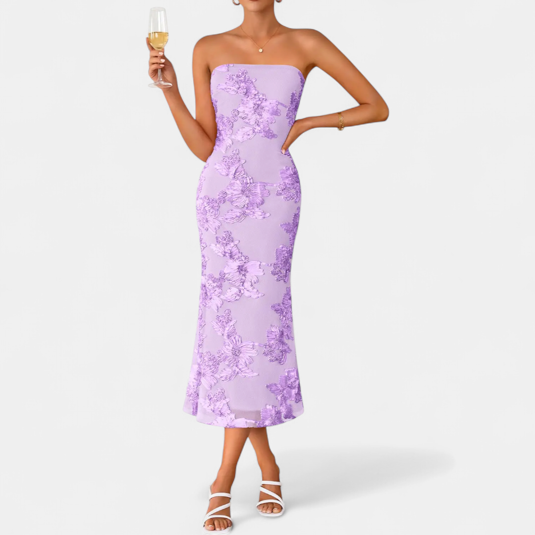 ELEANOR™ – 3D Floral Off-Shoulder Bandeau Dress