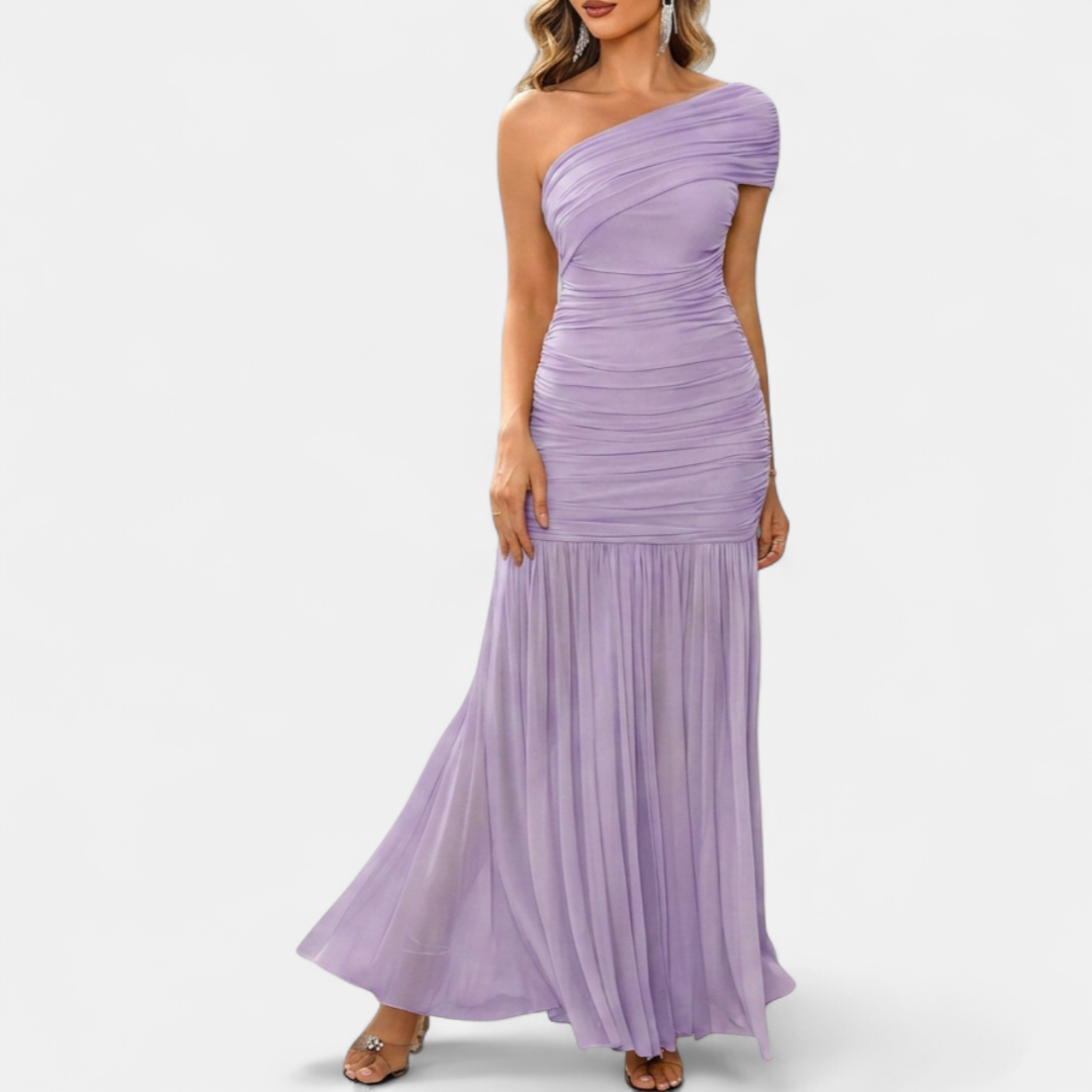 SCARLETT™ – Sleek Asymmetric Ruched Maxi Dress