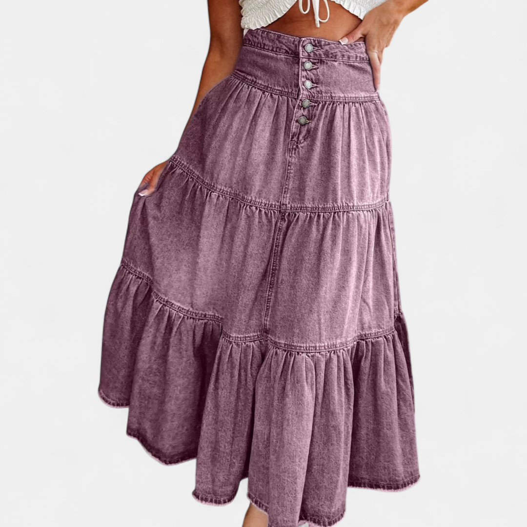 CALLA™ – Boho Tiered Denim Mini Skirt