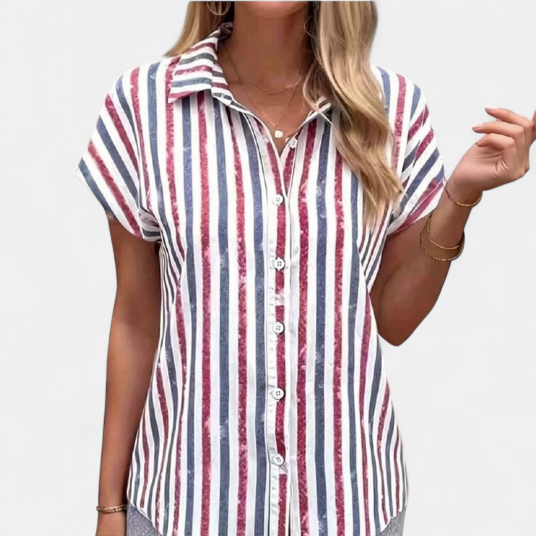 BRITTA™ – Printed Stripe Button-Front Shirt