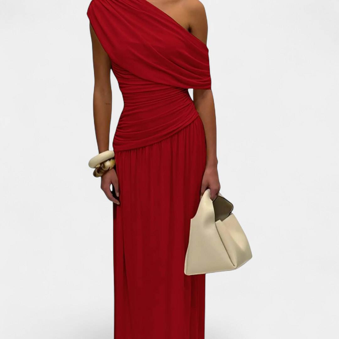 VALENTINA™ – Sexy Asymmetric Pleated Midi Dress