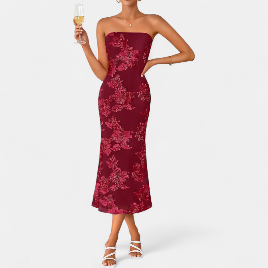 ELEANOR™ – 3D Floral Off-Shoulder Bandeau Dress